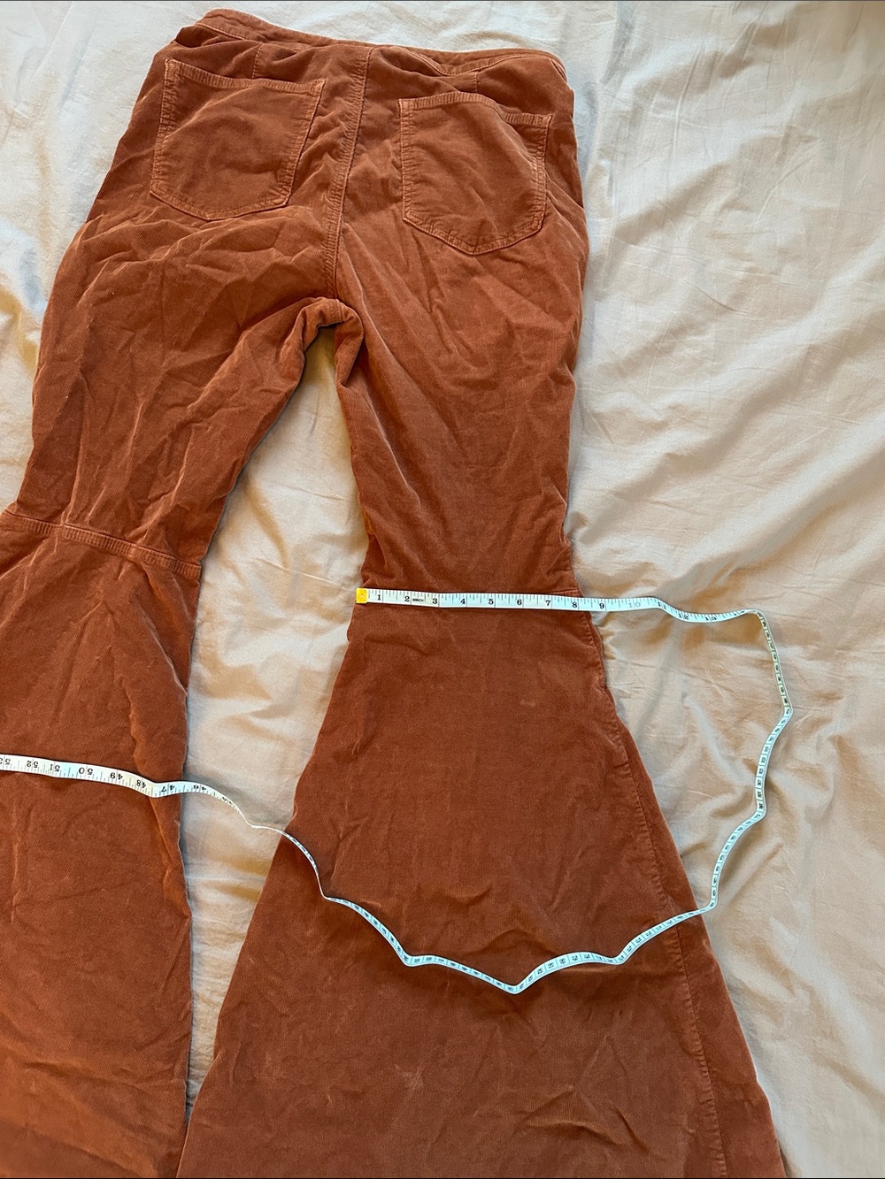Free People Brown Orange Float On Corduroy Flare Pants - Picture 11 of 13